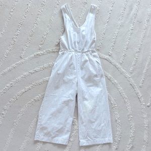 Free People White Denim Pant Romper, Wrap Around Pattern, Very Unique Style